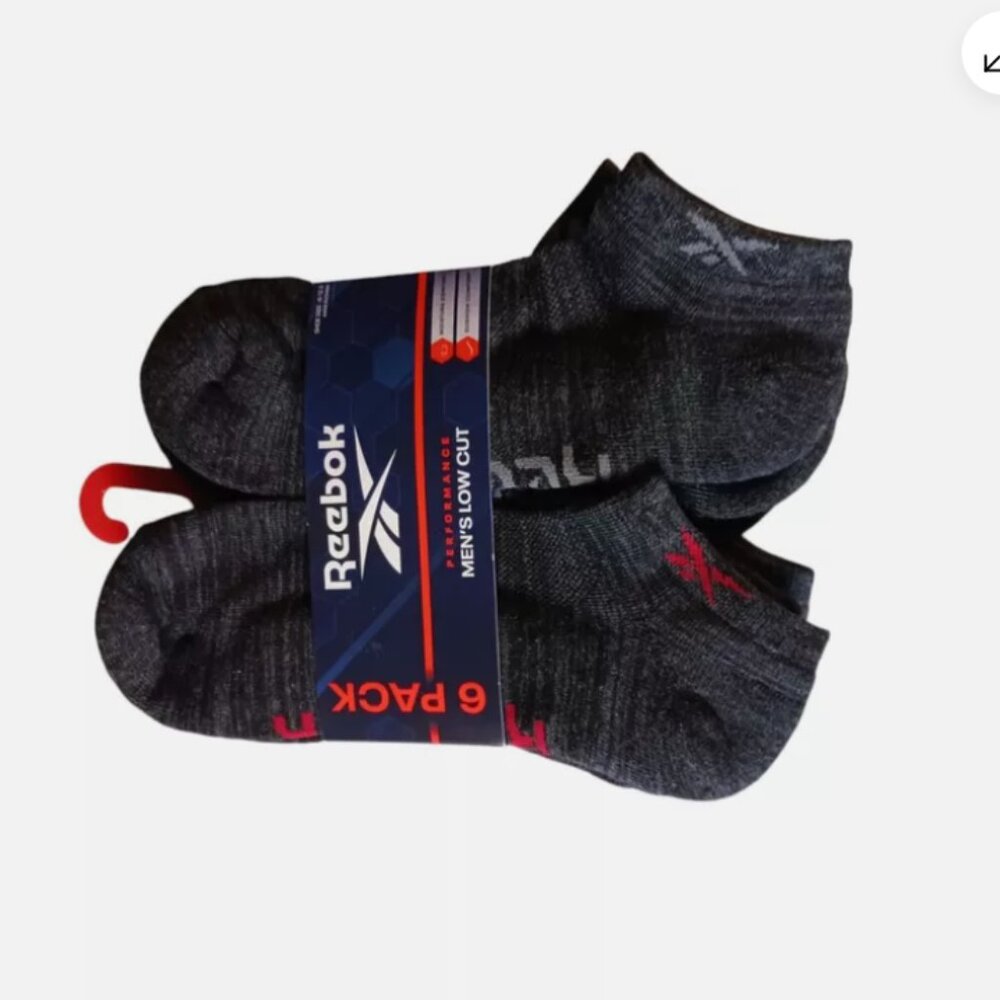 Reebok Men's 6-Pack Size 6-12.5 Performance Low Cut Ankle Socks Black DF - Picture 3 of 5